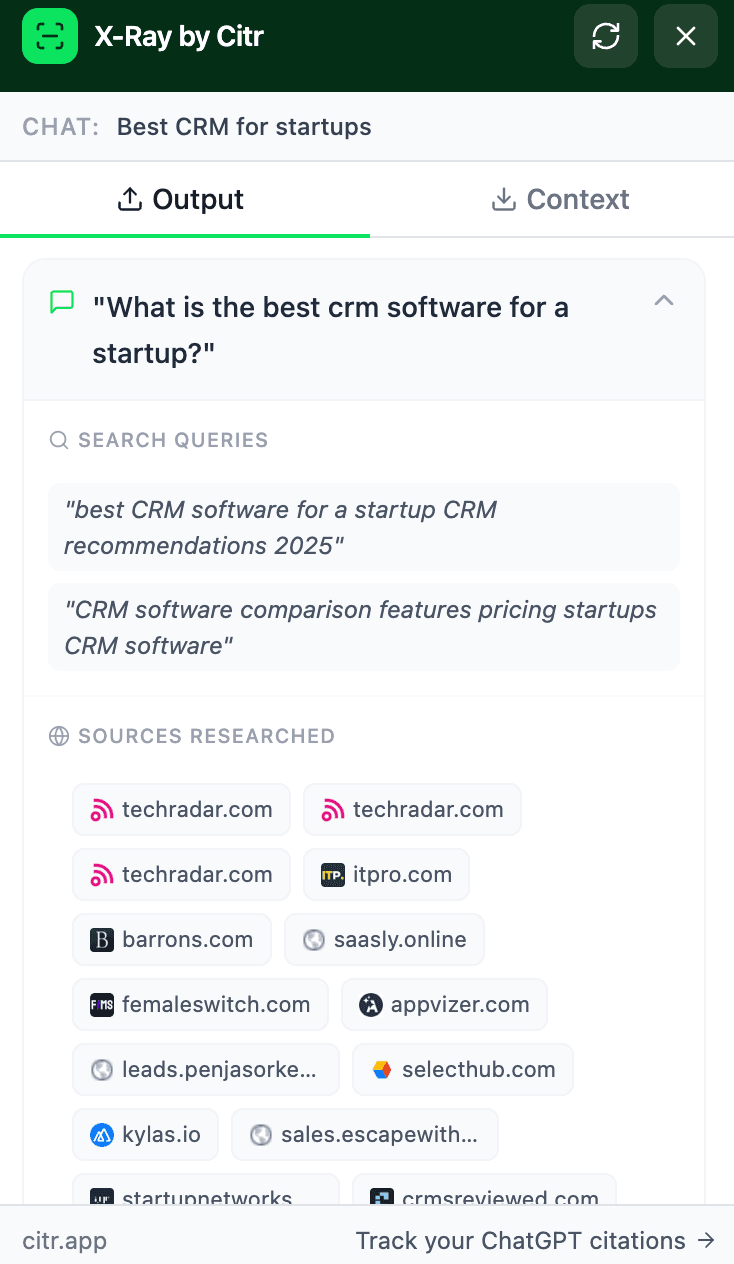 X-Ray expanded view showing queries and sources